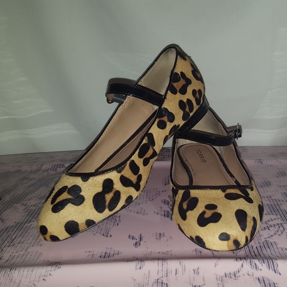 Mohair leopard print Mary Jane flats